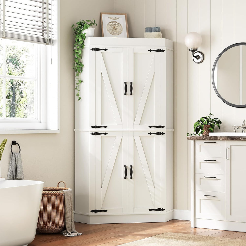 Corner Cabinet,71'' Kitchen Pantry Storage Cabinet with 4 Doors and S...
