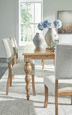 Signature Design by Ashley Rybergston Casual Stain Resistant Upholstered Solid Wood Dining Chair, Set of 2, Beige & Light Brown