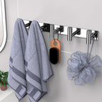 VAEHOLD Hat and Coat Wall Mount Rack - Hooks for Robes, Bags, Keys, and Towels - Bathroom Towel Hanger Organizer (Polished Chrome, “T“ Shape 5 Hooks 2 Pack)