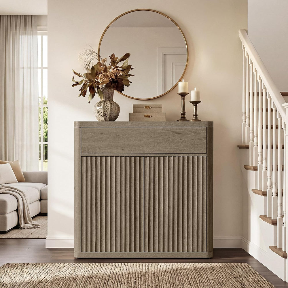 SICOTAS Buffet Cabinet with Storage - Accent Fluted Storage Cabinet with 2 Do...