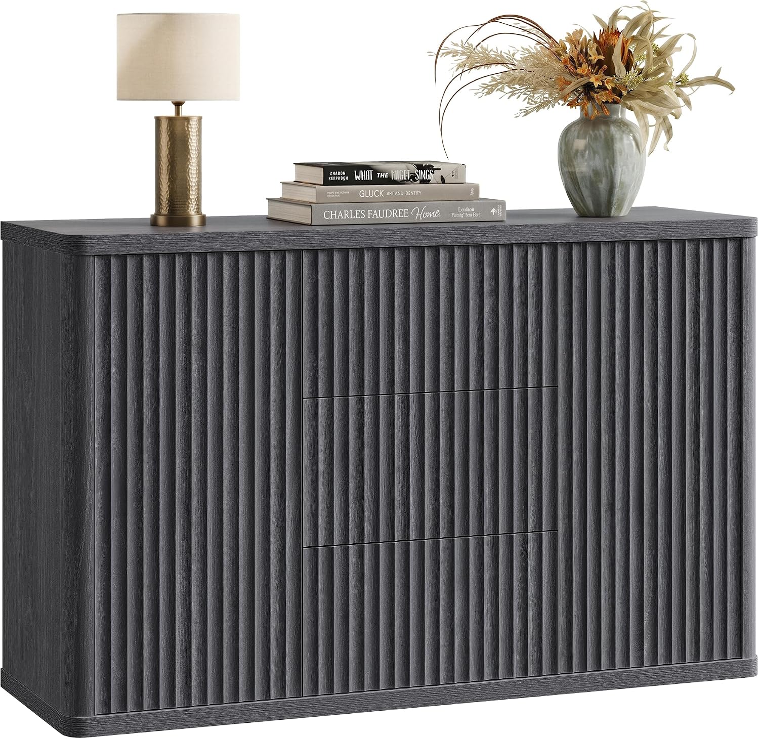 SICOTAS Buffet Cabinet with Storage 54.7" Large Modern Accent Storage Cabinet with Doors and Shelves Wooden Fluted Sideboard Credenza Buffet Table Coffee Bar for Living Room Kitchen Dining Room