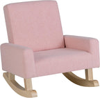 Costzon Kids Sofa, Toddler Rocking Chair with Solid Wood Frame, Linen Fabric, Anti-Tipping Design, Children Furniture Armchair for Kids Room, Nursery, Playroom, Preschool, Gift for Boys Girls (Pink)
