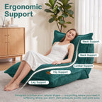 L-Shaped Oversized Bean Bag Chair(L-Green) | Fluffy Memory Foam Beanbag with Corduroy Fabric for Adults Teens Kids, Lounge Floor Sofa Chair for Living Room Bedroom