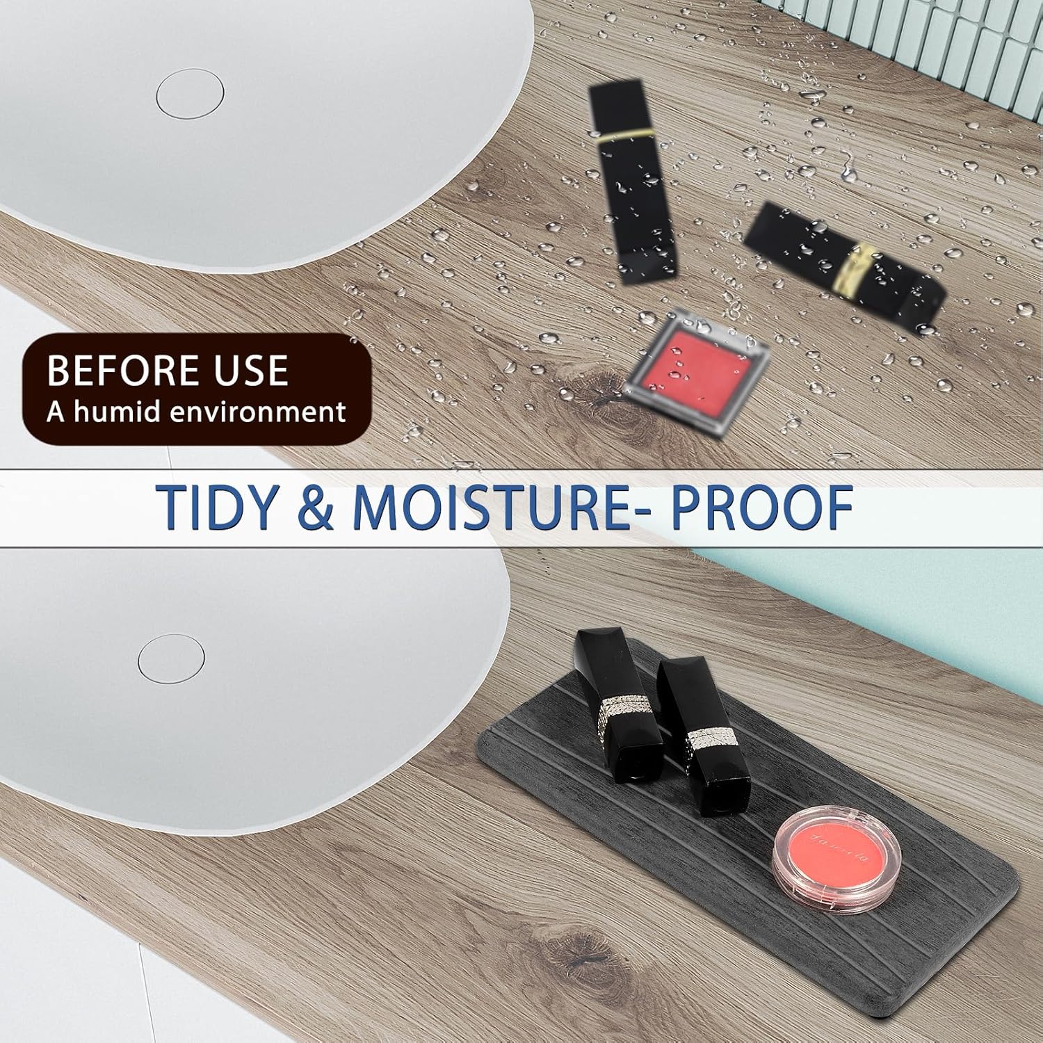3PCS Water Absorbing Stone Tray, Fast Drying Stone Sink Tray, Stones Soap Trays, Water Absorbent Diatomite Trays, Diatomite Coasters for Kitchen Sink Bathroom Counter, Hand Soap Dish & Holders
