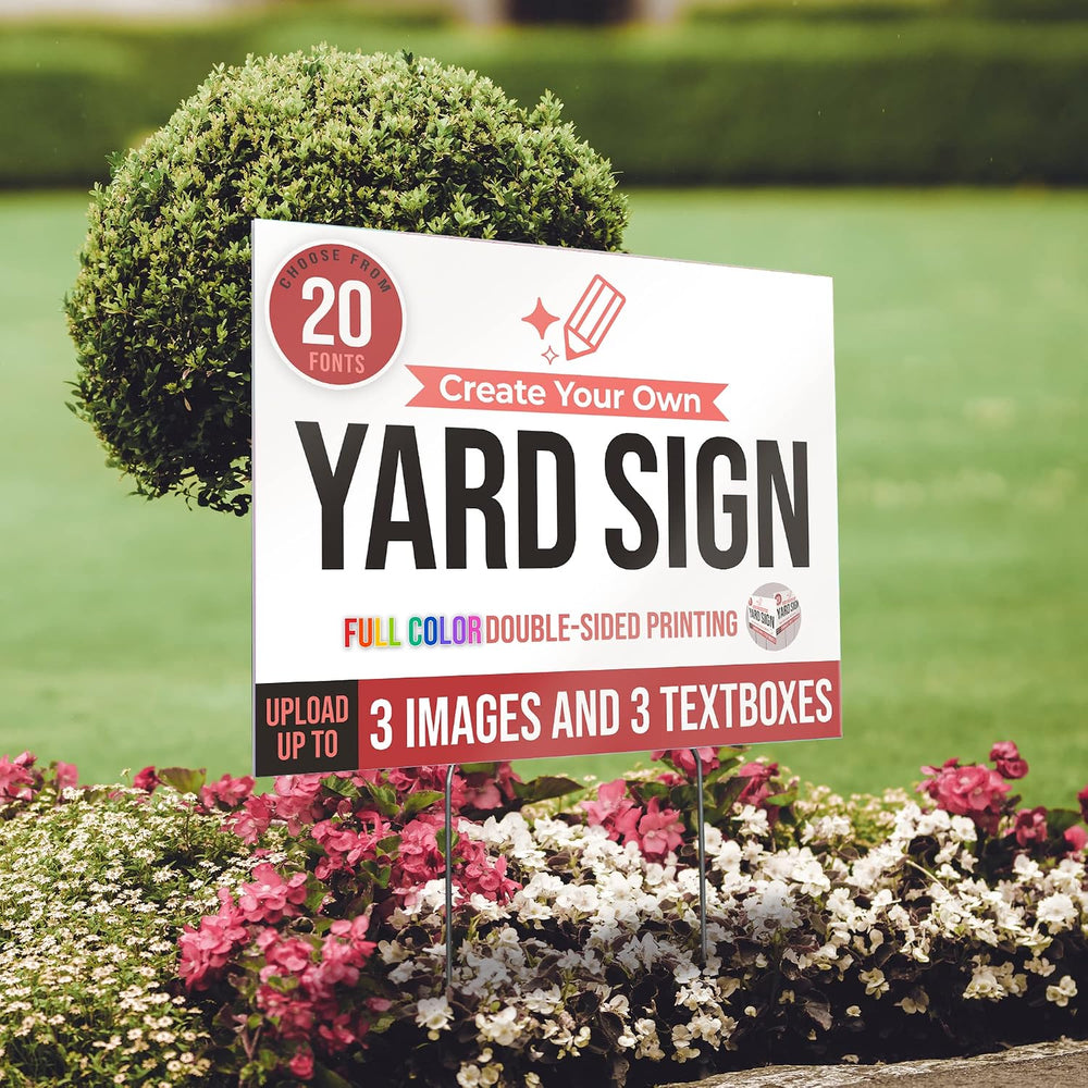 4 Pack 24x18" Double Sided Custom Yard Sign with Metal Stakes, Personali...