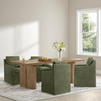Upholstered Dining Chairs Set of 2, Modern Dining Room Chairs with Casters & Washable Cover, Rolling Accent Chair with Hidden Storage for Kitchen, Farmhouse, Living Room, Green, 2 Box