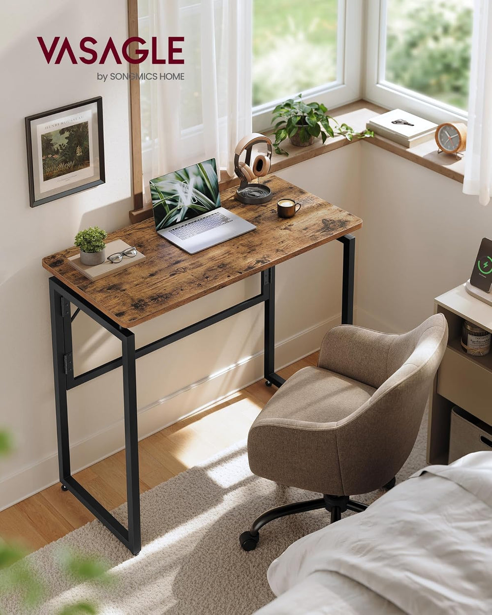 VASAGLE Folding Desk, Small Computer Desk, Foldable Table 31.5 Inch | One-Pie...