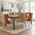 SyMax Dining Chairs Set of 6, Faux Leather Parson Dining Room Chairs, High-End Tufted Kitchen Side Chairs for Bedroom, Living Room, Brown