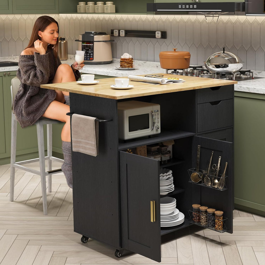ASTRONAPE Kitchen Island (Black, Model 2)