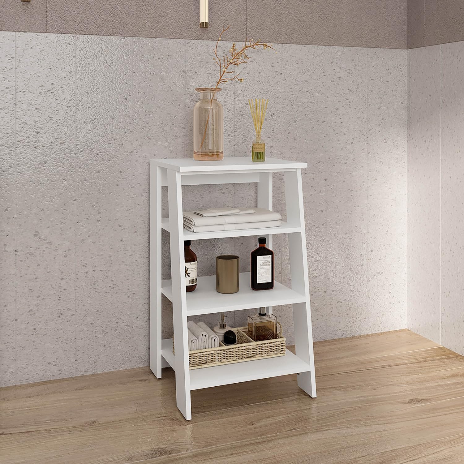30" High 4-Tier Ladder Shelf Organizer for Bathroom, Side Table, Living Room