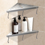 Shower Corner Shelf 304 Stainless Steel Shower Caddy 2 Tier Shower Organizer Niche Extra 6 Hangers Shelves 40 lbs Large Capacity Bathroom Storage for Inside Anti-Rust Drilling Installation(Silver)