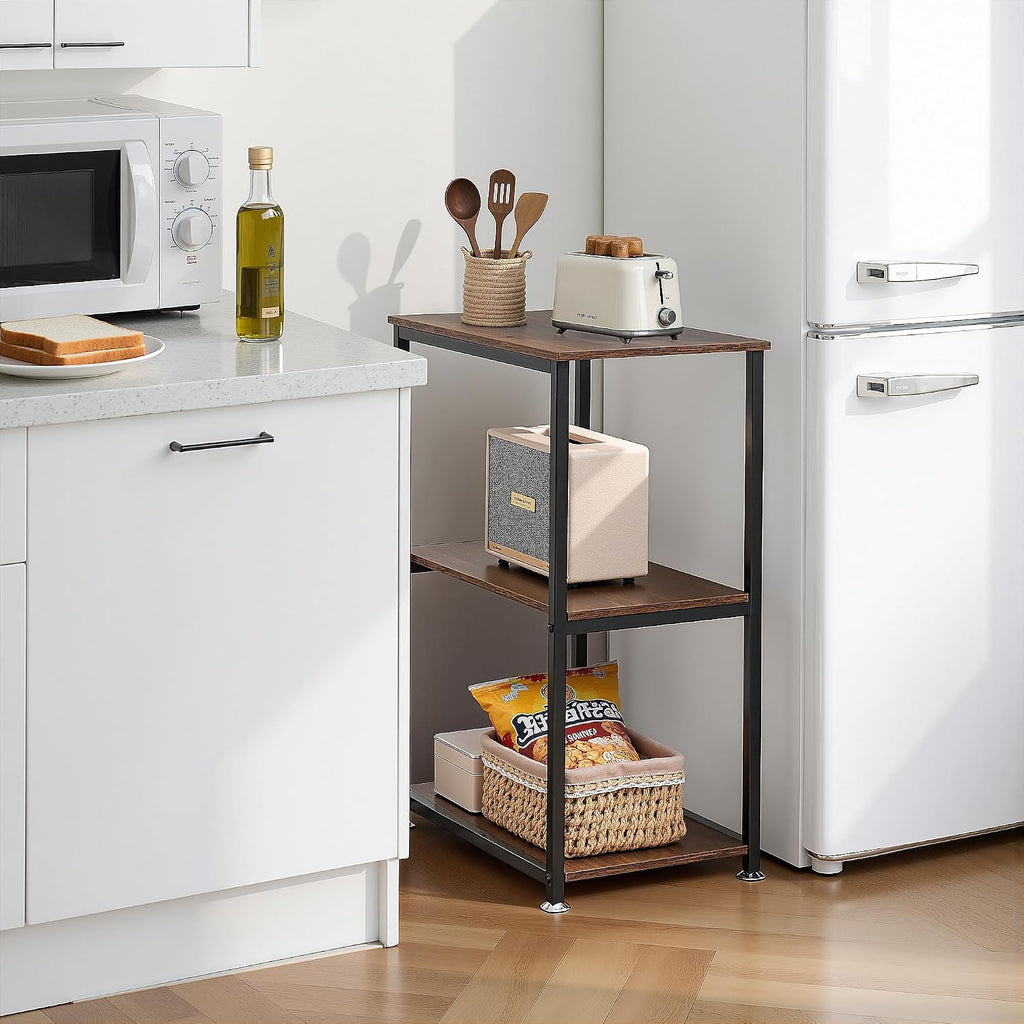 VECELO Tall End Side Table,30" Height Nightstand with 3-Tier Storage Shelf for Living Room Bedroom Office Hallway Study
