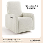 Storkcraft Kyoto Deluxe Power Recliner Swivel Glider, Ivory Boucle | Premium Electronic Power Recliner for Nursery, Includes Dual-USB Charging Port with USB-A & USB-C, Glider Rocking Chair