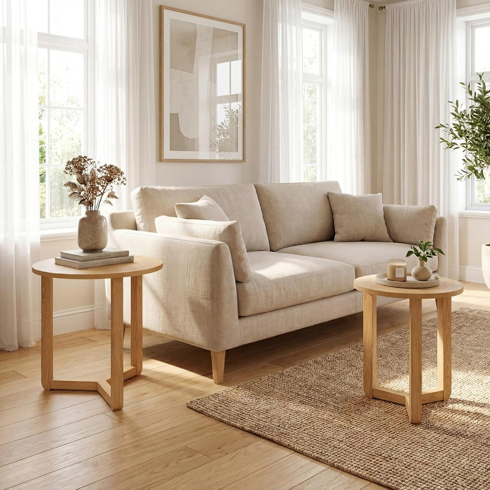 Tangkula Round Nesting Coffee Table Set of 2, Farmhouse End Tables with Solid...