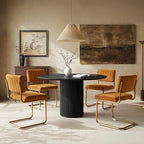 ONEVOG Orange Velvet Dining Chairs Set of 4, Upholstered Kitchen Dining Room Chairs, Comfy Chair with Gold Metal Legs, Cantilevered Design Chair for Bedroom, Living Room