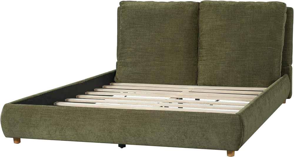 Queen Size Bed Frame, Upholstered Cloud Linen Platform Beds Frames