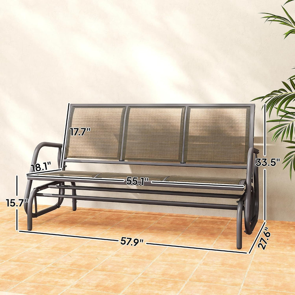Outsunny 3-Person Patio Glider Bench Outside 3 Seats Light Mixed Brown