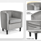 Yaheetech Accent Chair, Modern Velvet Armchairs with Big Ample Seat, Cozy Upholstered Barrel Sofa Chair for Living Room Bedroom Waiting Room, Set of 2, Gray