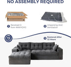 MAXYOYO 104" L Shaped Modular Sectional Sofa with Ottoman, Cloud Boneless Couch with Layered Cushion, Upholstered Sofa in a Box, Flexible Module Combination for Living Room, No Assembly, Dark Grey