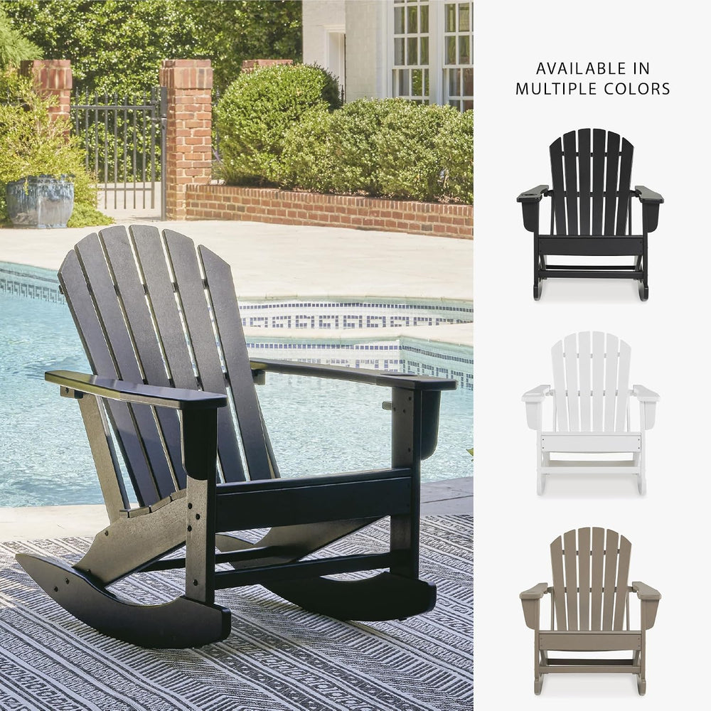 Signature Design by Ashley Sundown Treasure Outdoor Rocking Chair in Black, A...