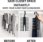 Tie Hanger for Men – 2 Pack Space-Saving Tie Organizer for Closet – Durable Plastic Scarf & Belt Hanger – 20-Tie Capacity Rack, Black – Closet Organizer for Ties, Scarves & Accessories