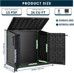 Outdoor Storage Shed 36 Cu. Ft. Resin Garden Horizontal Storage Extra Large Capacity Weather Resistant Storage Box, Lockable Resin Waterproof Shed, Black