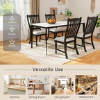 Giantex Wood Dining Chairs Set of 4, Farmhouse Black Kitchen Chairs with Solid Wood Frame, Max Load 355 Lbs, Armless Upholstered Dining Side Chairs with Cushion Seat, Slat Back Dining Room Chair