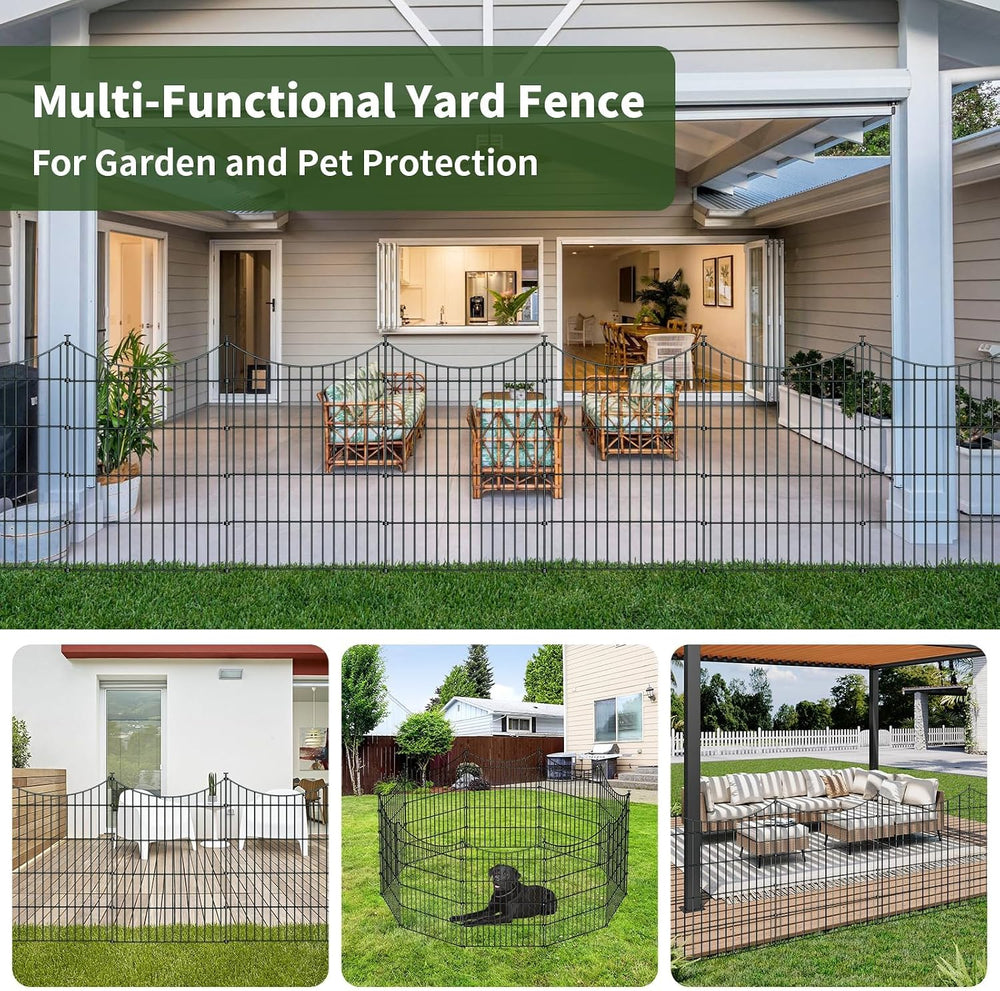 10‑Panel No‑Dig Metal Garden Fence 40"H x 23.6'L Dog Fence Outdoor f...