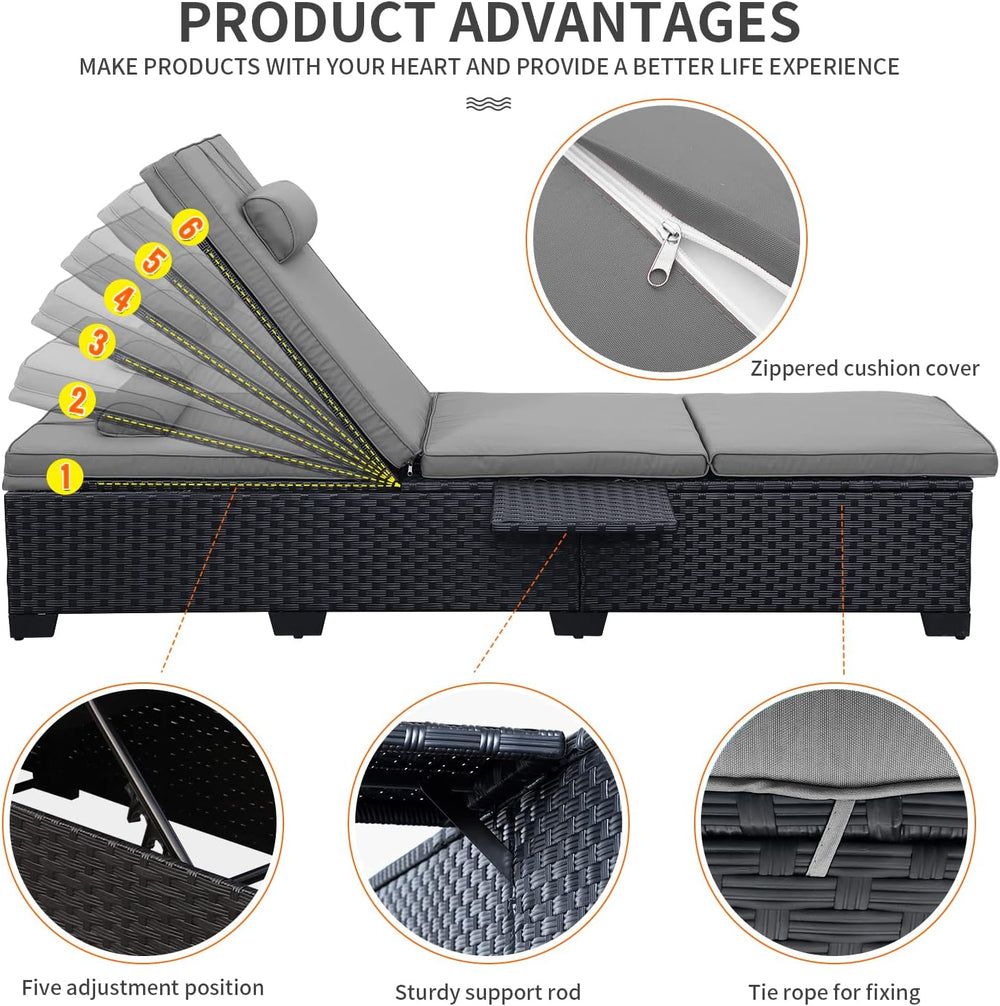 WAROOM Outdoor Chaise Lounge Chairs for Outside Patio Furniture Set of 2 Wick...