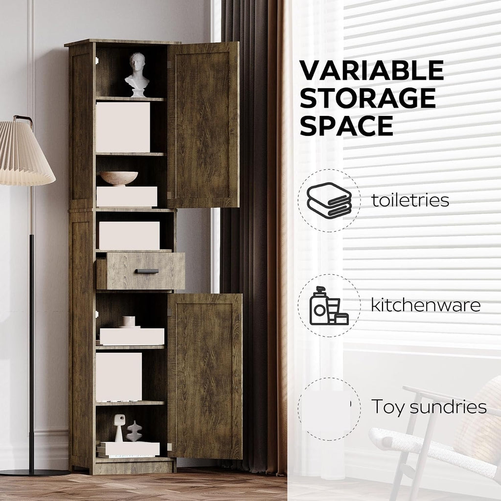 Retro Elegant Tall Bathroom Storage Cabinet, Narrow Storage Unit, Adjustable Shelves, for Entryway Kitchen,for Kitchen Home