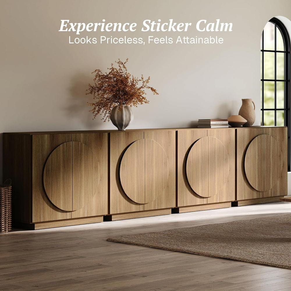 BELLEZE Modular Buffet Cabinet with Storage,Mid Century Modern Arched Sideboa...