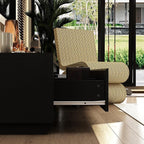 Expandable TV Stand Media Console Table, Modern Entertainment Center with Three Drawers and Two Open Shelves for Living Room Bedroom, Black (65.4-106.3”W x 15.7”D x 15.4”H)