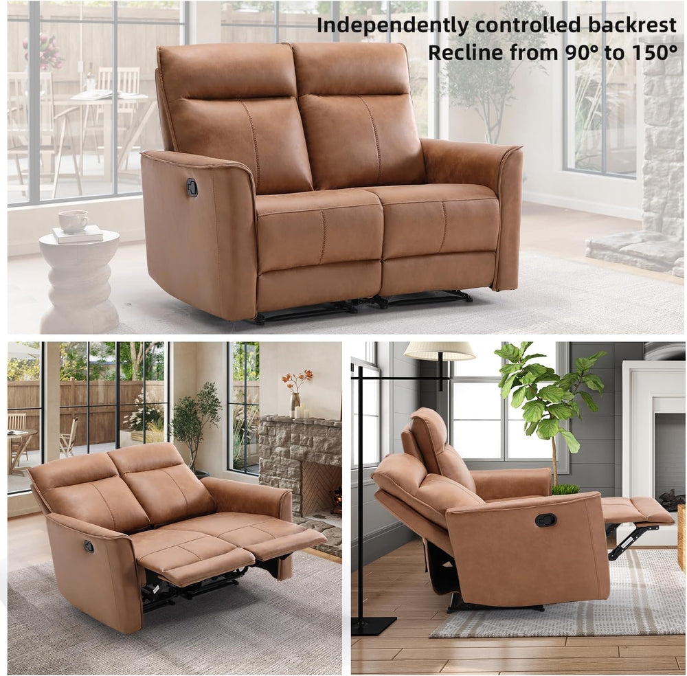 CANMOV Manual Loveseat Recliner Sofa, Wall-Hugger 2 Seat Reclining Love Seat ...