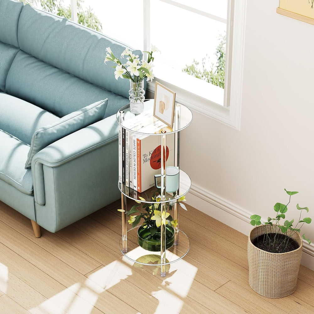 Clear Round Acrylic Side Table for Small Spaces, 11.81" L x 11.81" ...