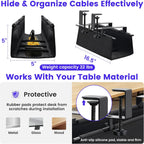 Under Desk Cable Management Tray, Clamp-On Cord Organizer，No Drilling Required, Holds Up to 22 lbs, for Cords, Routers, Power Strips (Black, 28.4inch)
