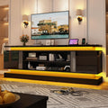 81" 2 LED TV Stand for TVs 90/85/75 inch,High Gloss Gaming Tall Entertainment Center w/Power Outlet,6000-Colors LED Lights,Modern TV Media Console Table with 2 Cabinets for Living Room,Black