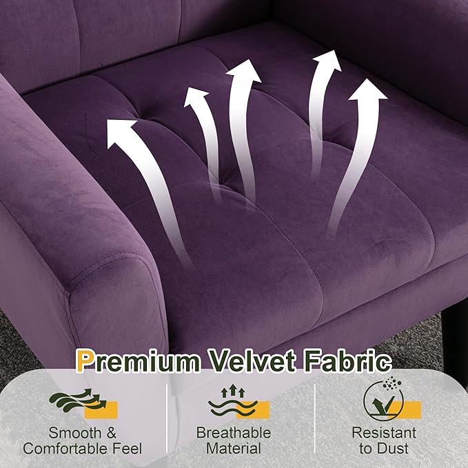 NicBex Modern Accent Chair for Living Room Upholstered Foam Filled Living Room Chairs with Metal Legs Velvet Cozy Lounge Armchair for Living Room Bedroom,Lavender Purple