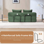 4-in-1 Boneless Folding Convertible Sofa Bed, 78 Inch Corduroy Loveseat Sleeper Couches with Pull Out Bed, Futon Couch for Living Room Bedroom, No Assembly Needed, Green