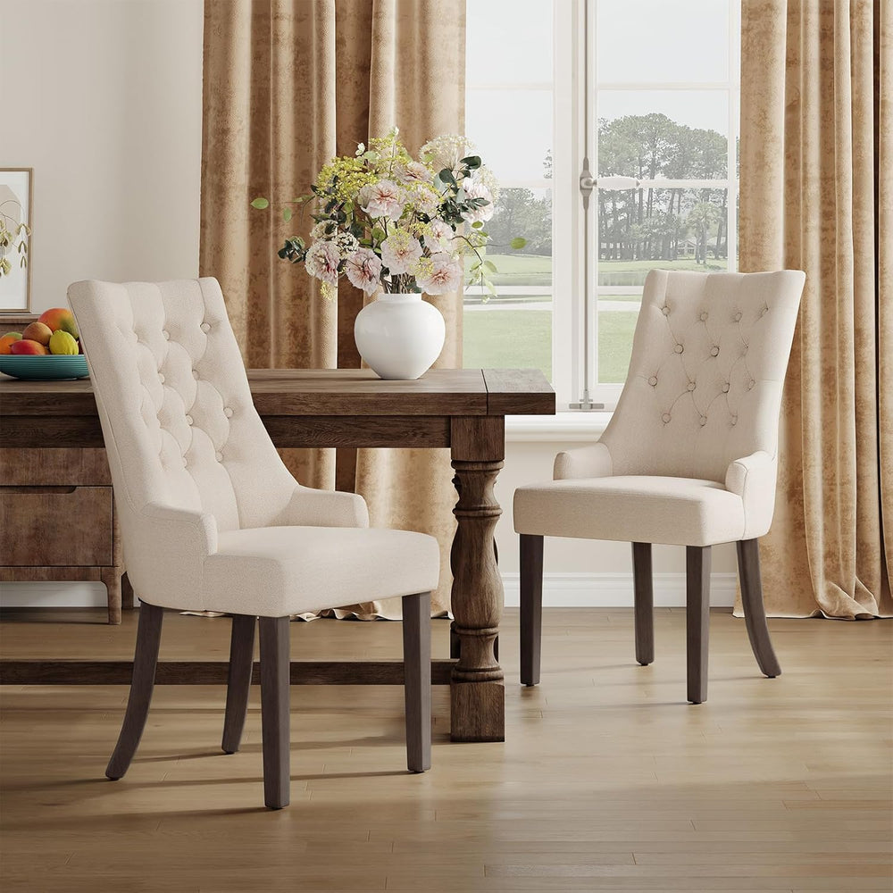 COLAMY Wingback Upholstered Dining Chairs Set of 6, Fabric Side Dining Room C...