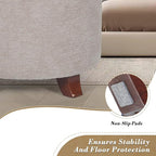 Athena Collection 15 Inch Small Ottoman with Storage, Round Linen Fabric Storage Ottoman Foot Rest with Removable Lid, Multipurpose Footstool Footrest for Living Room, Bedroom, Dorm, Khaki