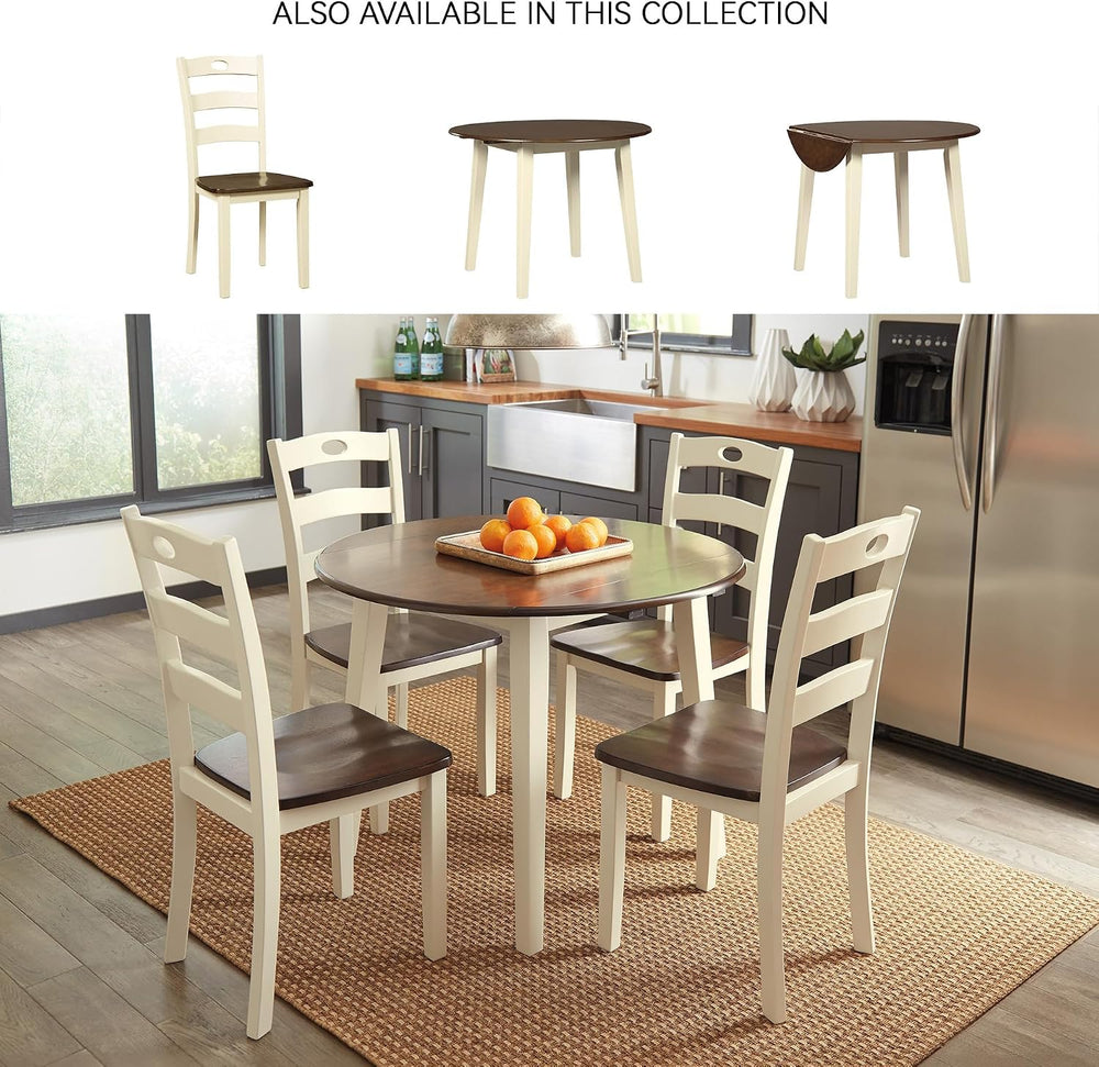 BOWERY HILL Round Drop Leaf Dining Table, 40" Wood, Cream and Brown Two-...