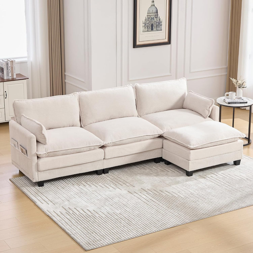 KIVENJAJA 103" Cloud Couch Sectional with Storage, L Shaped Sofa, Beige ...