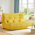 Bean Bag Chair for Adults - Large Bean Bag with Three Pillows, Oversized Boneless Chair with High-Rebound Memory Foam, Lazy Floor Sofa for Reading, Living Room, Bedroom (3-Seater, Yellow)