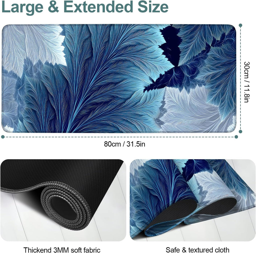 Leaves Gaming Mouse Pad 31.5"x11.8"Desk Mat Anti-Slip Rubber Base & Durable Stitched Edges for Gamers Smooth Mouse Writing Surface for Desk Office/Home