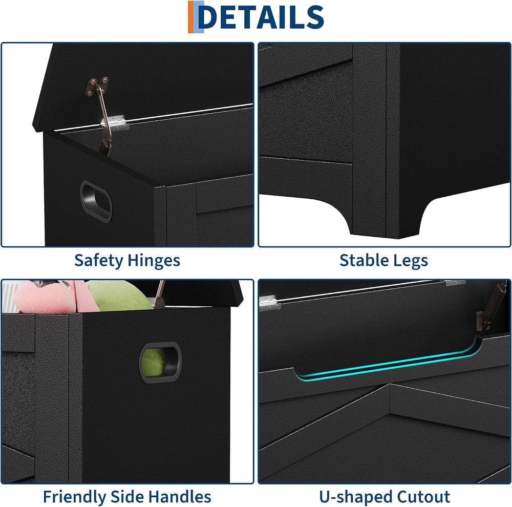 GAOMON Storage Chest, Wooden Storage Bench, Modern Style Lift-Top Shoes Bench...