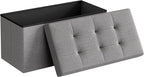 SONGMICS MAZIE Collection - 30 Inches Folding Storage Ottoman Bench, Ottoman Foot Rest, End of Bed Bench, Storage Chest, Load 660 lb, for Living Room, Bedroom, Entryway, Light Gray ULSF47G