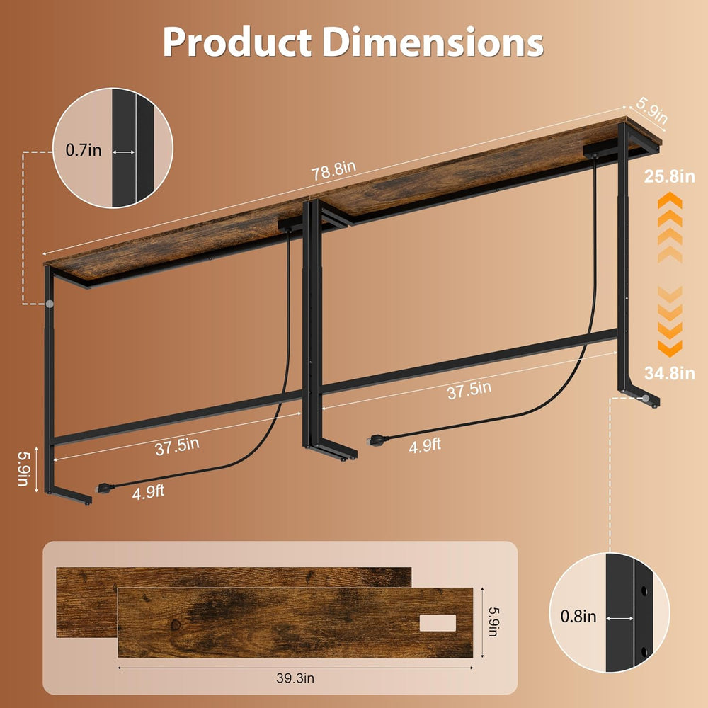 Skinny Sofa Table Behind Couch, Narrow Console Table 78.8" Long Entryway...