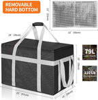 XXXL 2 Pack Insulated Food Delivery Bag with Removable Hard Bottom, Reusable Insulated Grocery Bag for Hot and Cold Food, Catering Cooler for Doordash, Warmers, Parties (Black+Red)