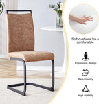 AZmac Modern Dining Chairs Set of 4,Armless Kitchen Chairs,Dining Room Chairs with Upholstered Padded Seat and Sturdy Black Legs for Dining Room,Kitchen (Set of 4, Brown-Black Leg)