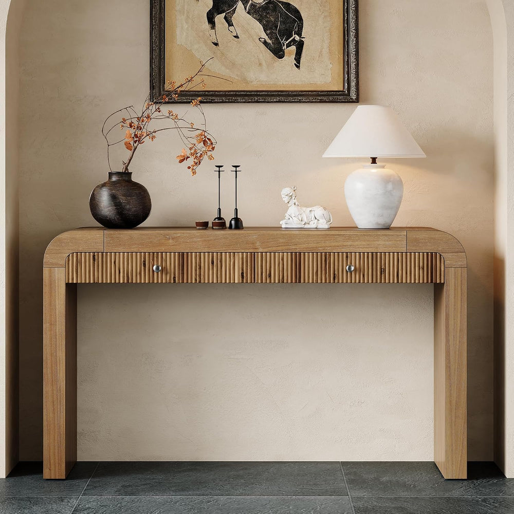 Console Table, 54.3" Wood Couch Table with Drawers, Farmhouse Entryway T...